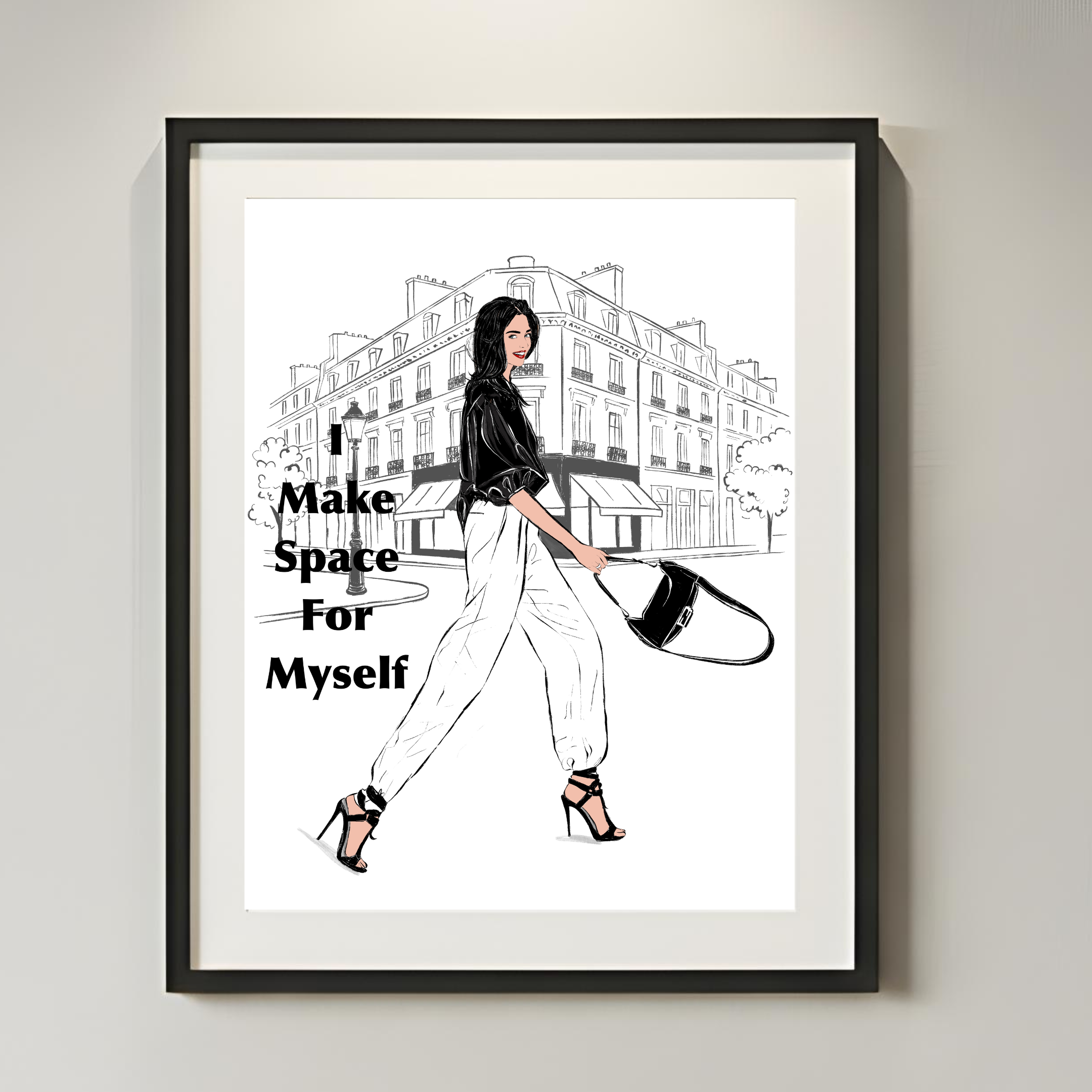 Make Space For Myself Print | Minimalist Fashion Illustration, Self Love Quote (Digital Download)