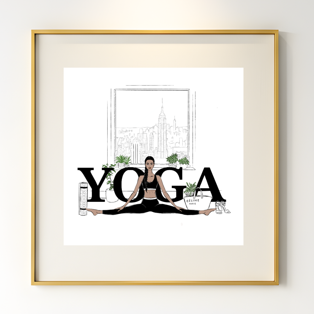 Yoga State Fashion Print | City Skyline Wellness Decor | Modern Feminine Poster (Digital Download)