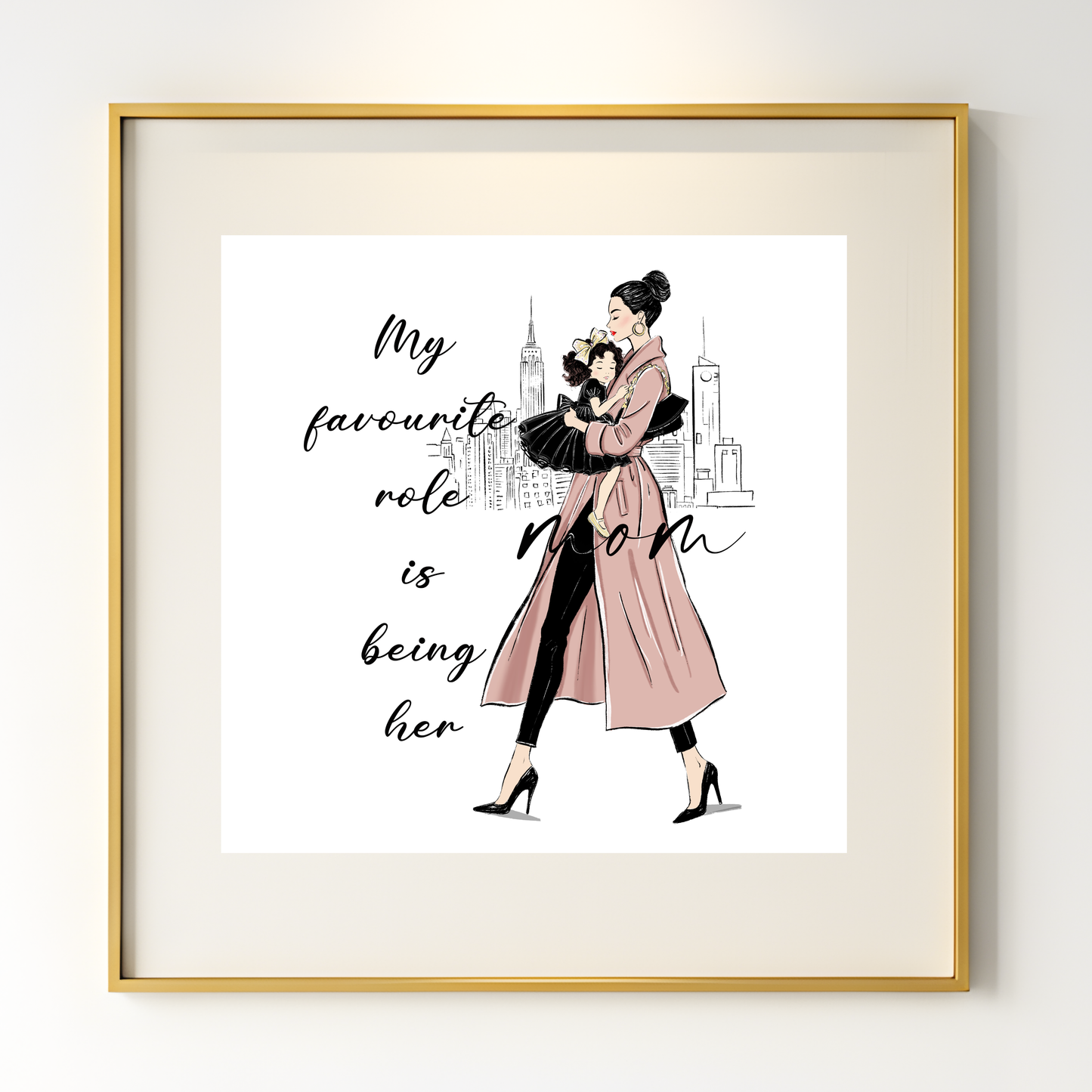 Mom and Daughter Fashion Illustration Wall Art | Motherhood Quote (Digital Download)