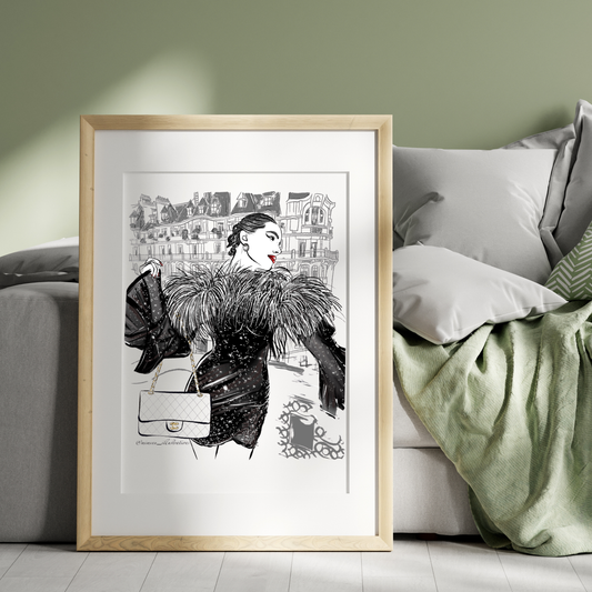 Stylish Fashion Woman in Paris – Digital Wall Art Print