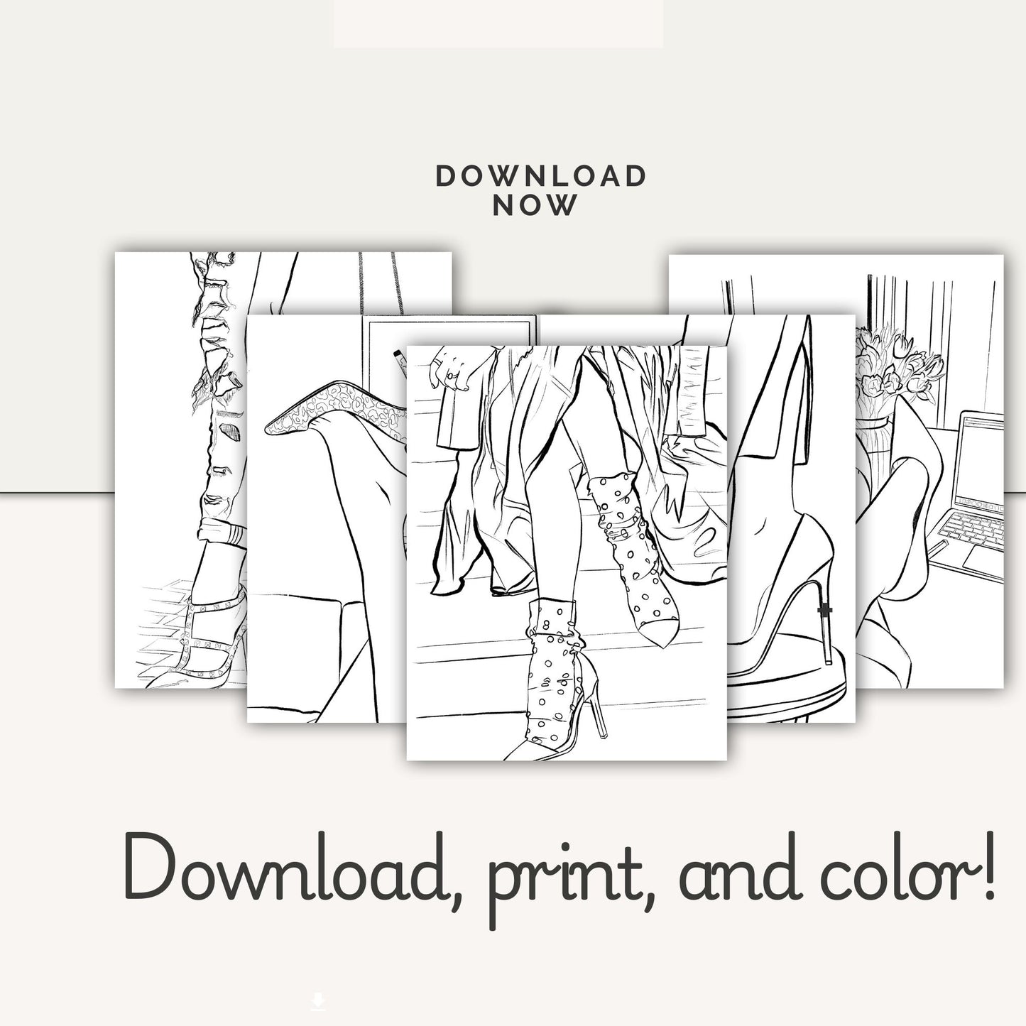 Fashion Heel Coloring Book | Digital PDF Download | 26 Printable Coloring Pages