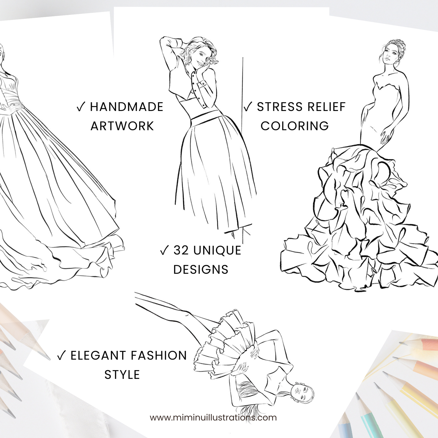 Red Carpet Fashion Coloring Book for Women