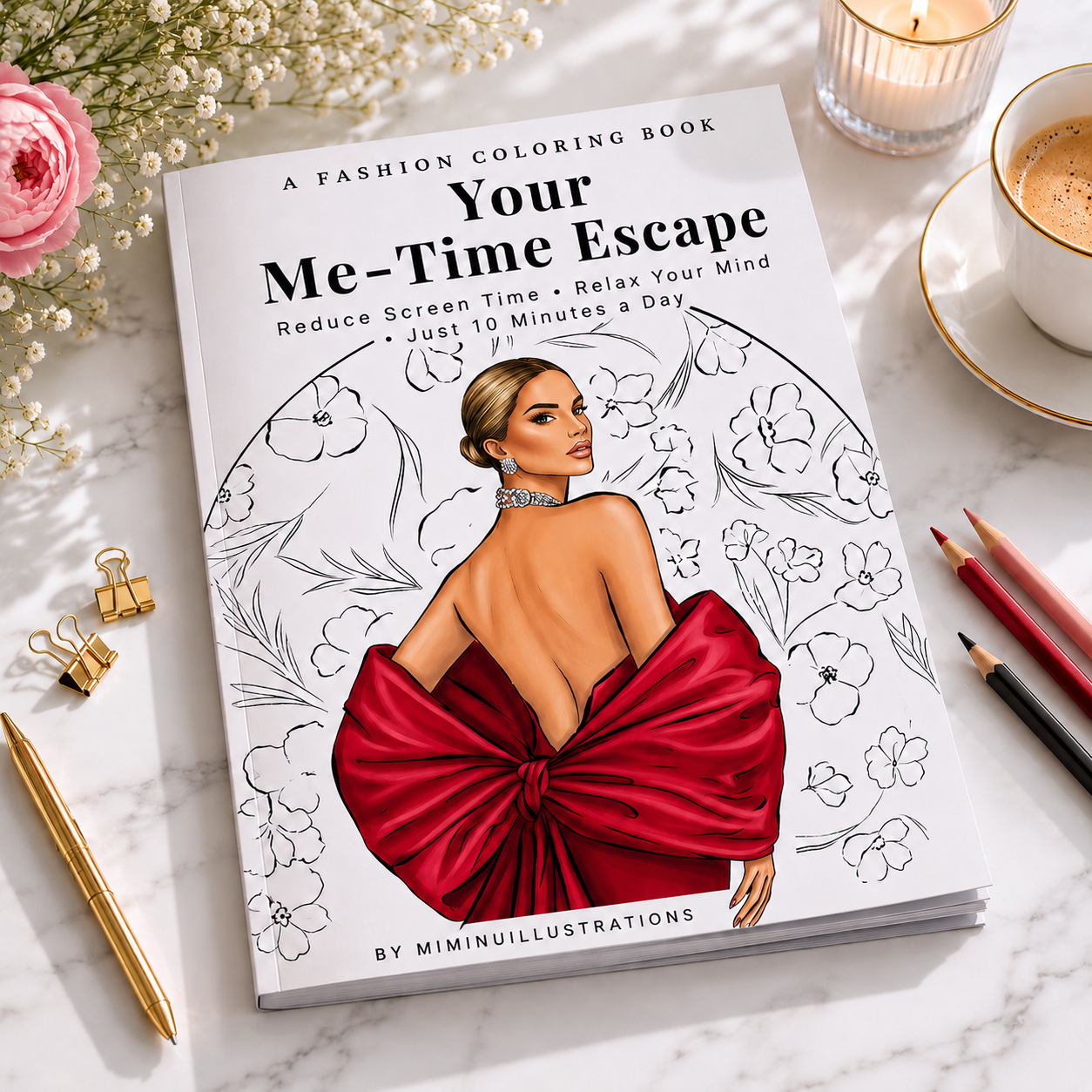 Red Carpet Fashion Coloring Book for Women