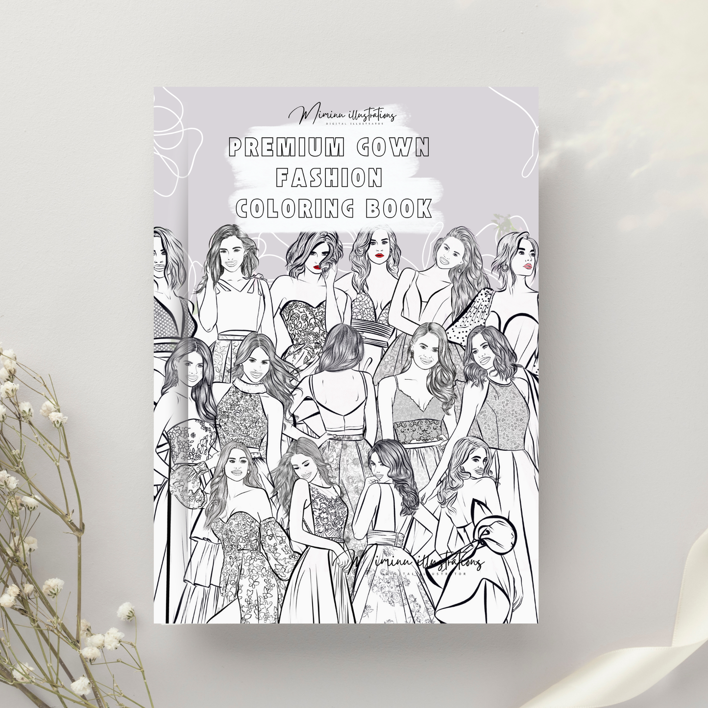 Premium Fashion Gown Coloring Book | Elegant Dress Coloring Pages A4 PDF  | Digital Download