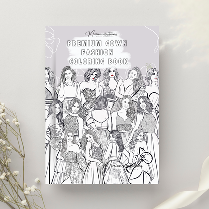Premium Fashion Gown Coloring Book | Elegant Dress Coloring Pages A4 PDF  | Digital Download