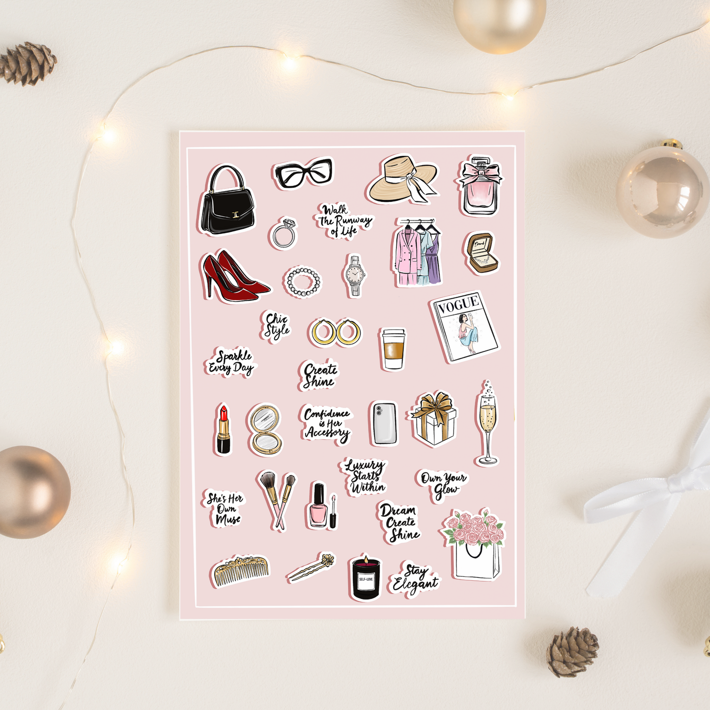 Glow & Glam Digital Sticker Collection | Fashion & Wellness Planner Stickers  | Digital Download