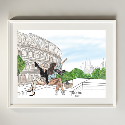La Dolce Vita Fashion Print – Rome Italy Illustration, Travel Poster (Digital Download)