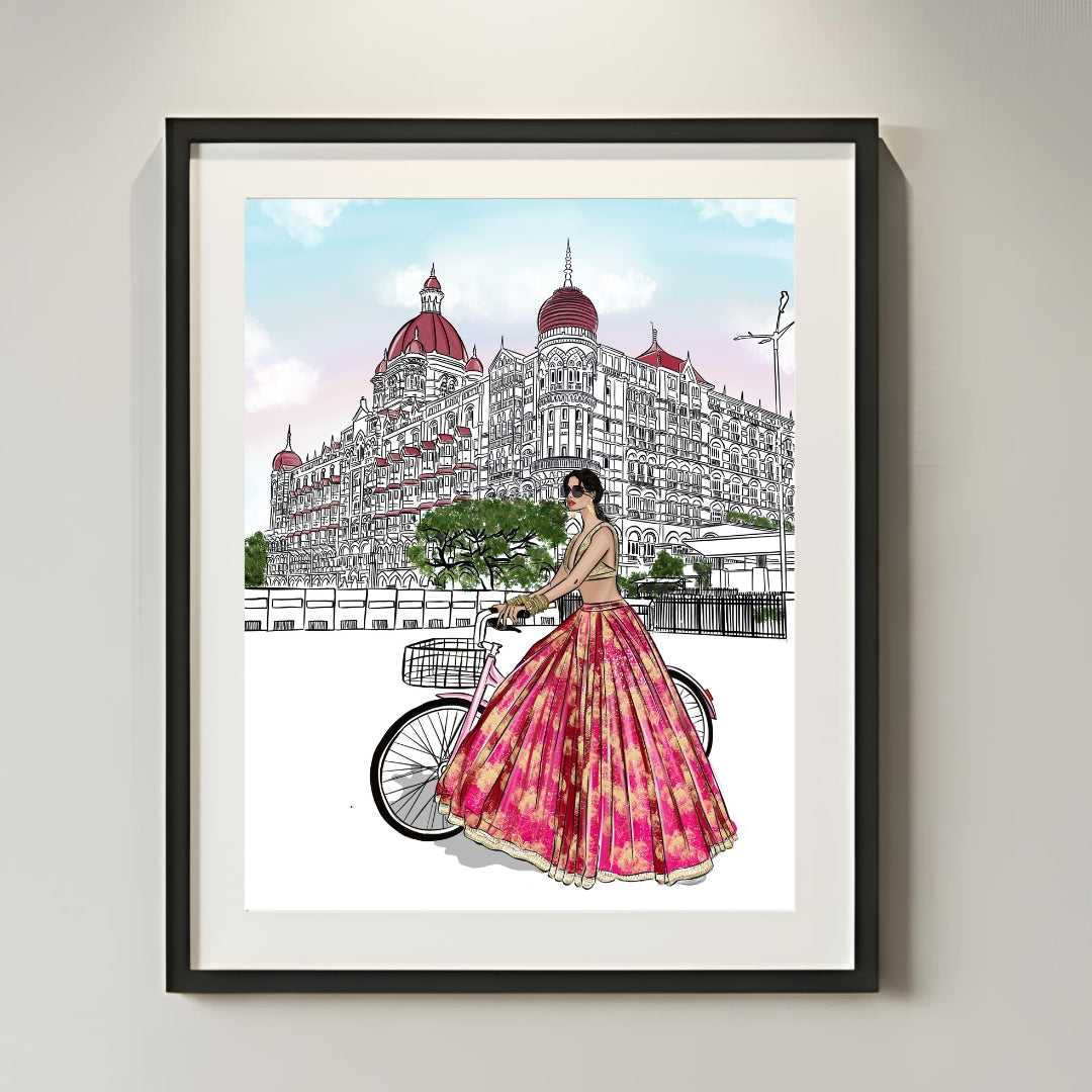 Mumbai Royal Ride – Fashion Illustration Print