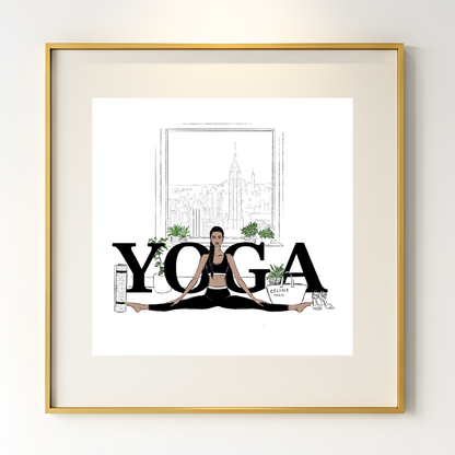 Yoga State Fashion Print | City Skyline Wellness Decor | Modern Feminine Poster (Digital Download)