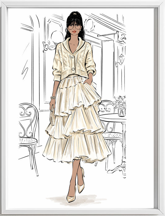Fashion Illustration Poster — Tiered Ruffle Dress Art Print