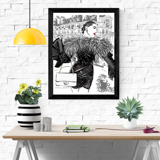 Stylish Fashion Woman in Paris – Digital Wall Art Print