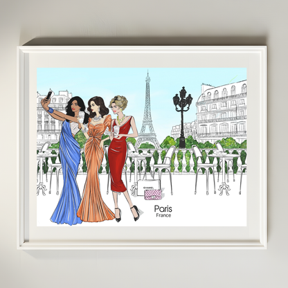 Paris Café Fashion Illustration | Eiffel Tower Wall Art (8x10 Digital Download)