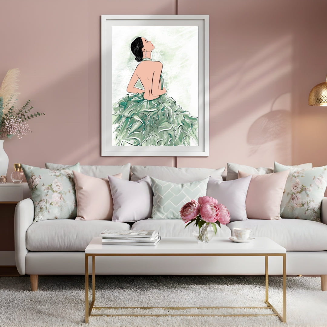 Backless Fashion Illustration Print | Elegant Woman Wall Art, Modern Decor | Digital Download