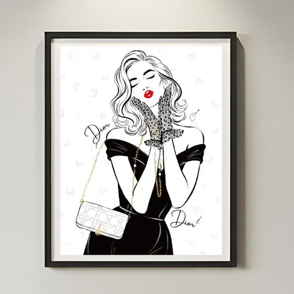 Minimalist Black Dress Fashion Illustration | Elegant Wall Art (Digital Download)