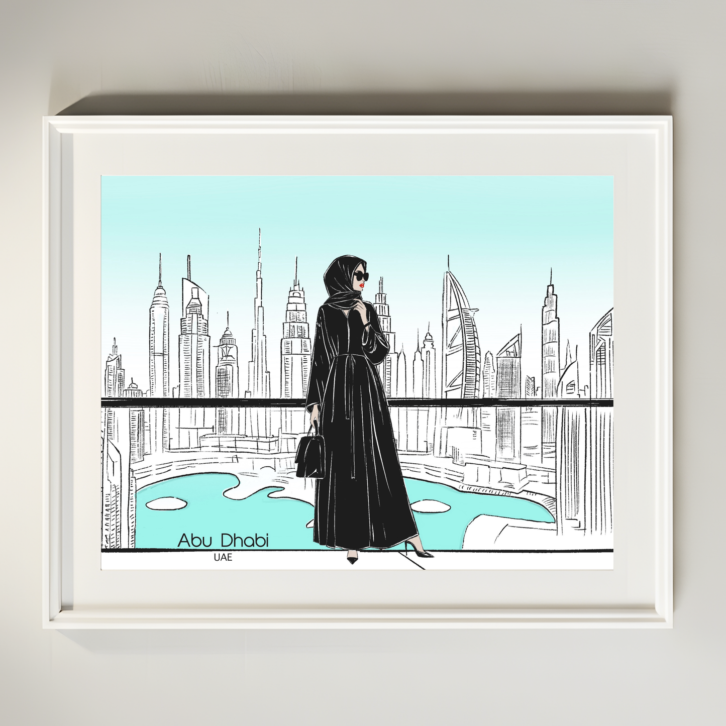 Abu Dhabi Elegance Fashion Print | Modest Luxury City Skyline Poster (Digital Download)