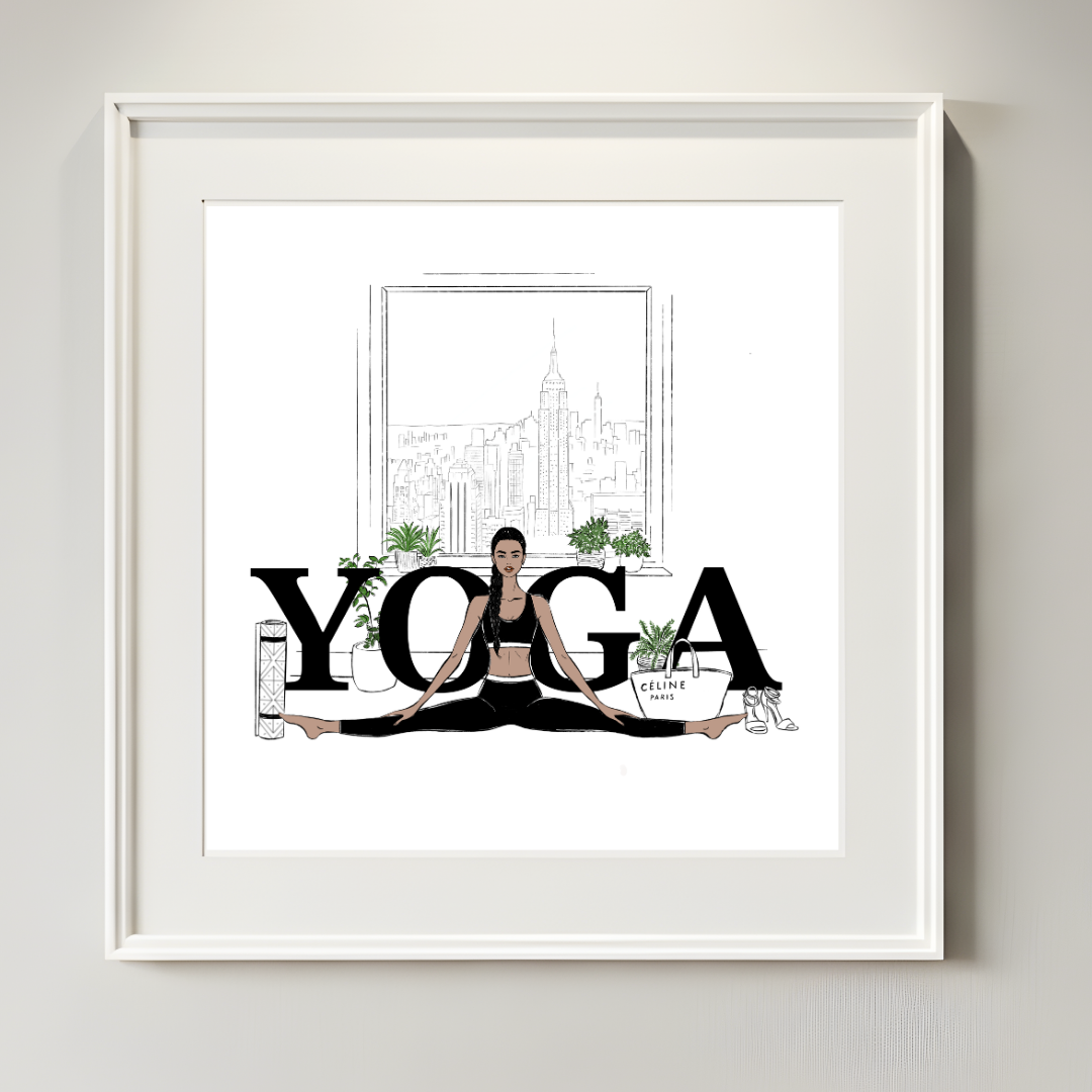 Yoga State Fashion Print | City Skyline Wellness Decor | Modern Feminine Poster (Digital Download)