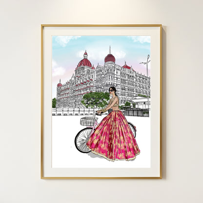 Mumbai Royal Ride – Fashion Illustration Print