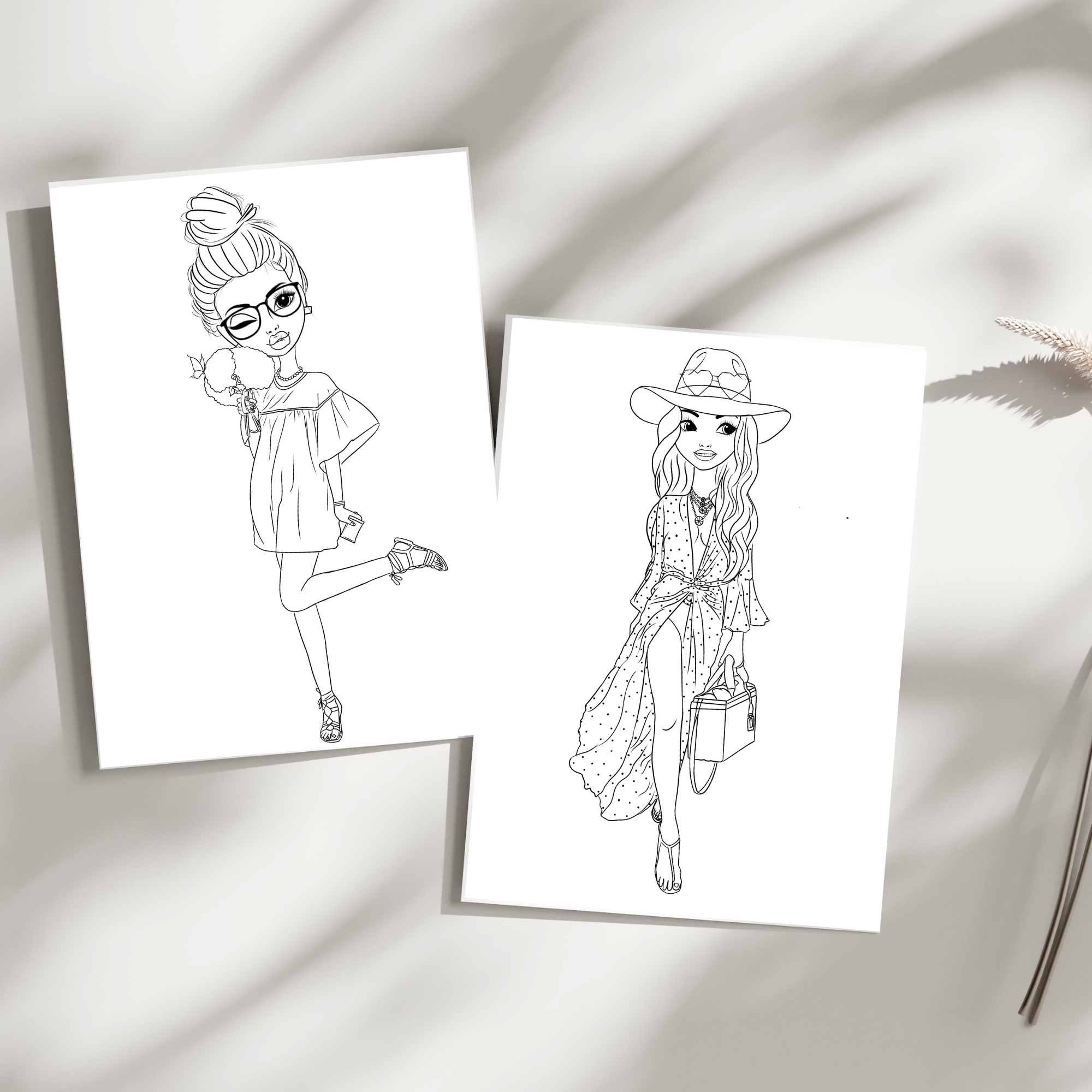 Girlish Fashion Coloring Book for Teens | Printable Fashion Coloring Pages A4 PDF  |  Digital Download