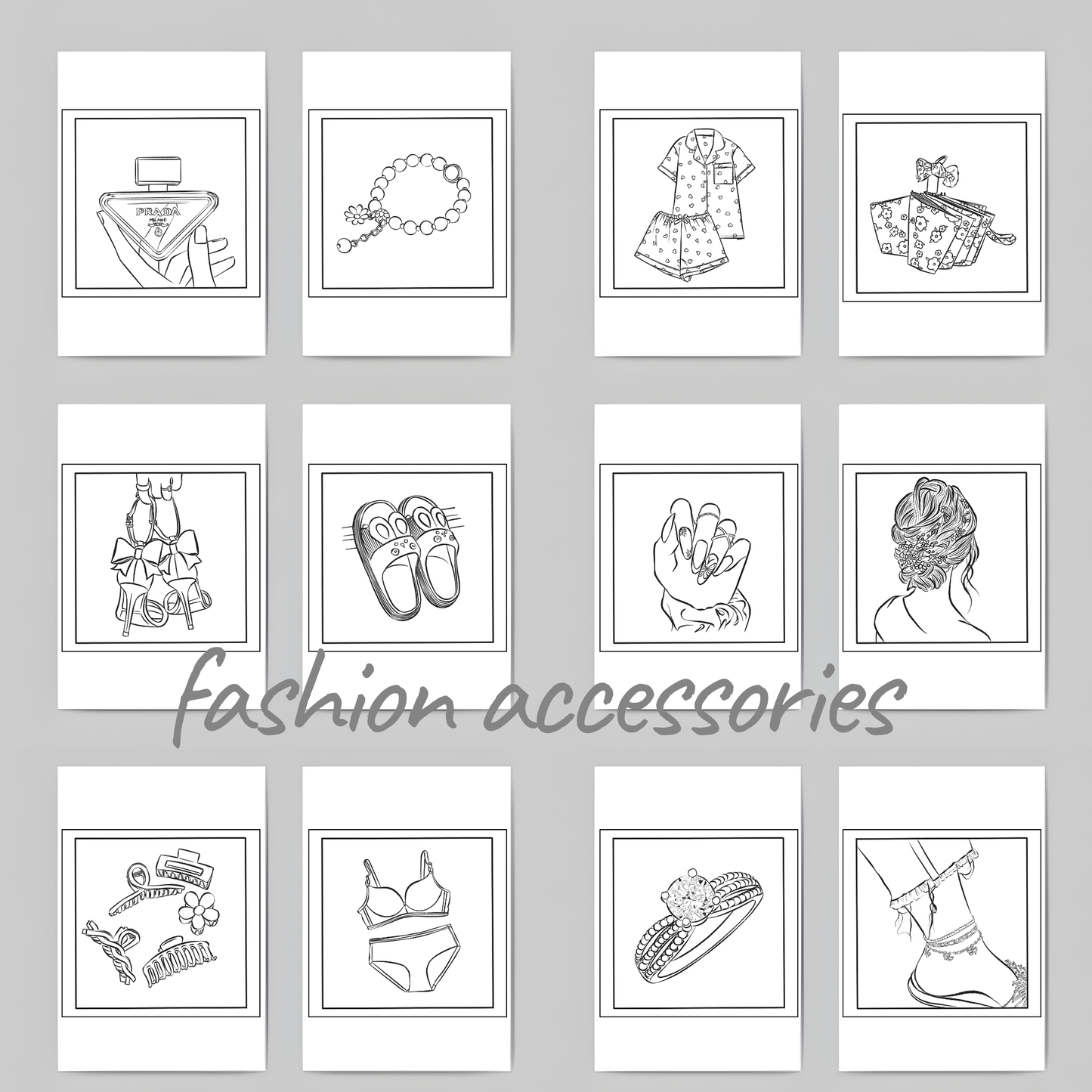 Premium Fashion Accessories Coloring Book | Printable Fashion Coloring Pages PDF | Digital Download