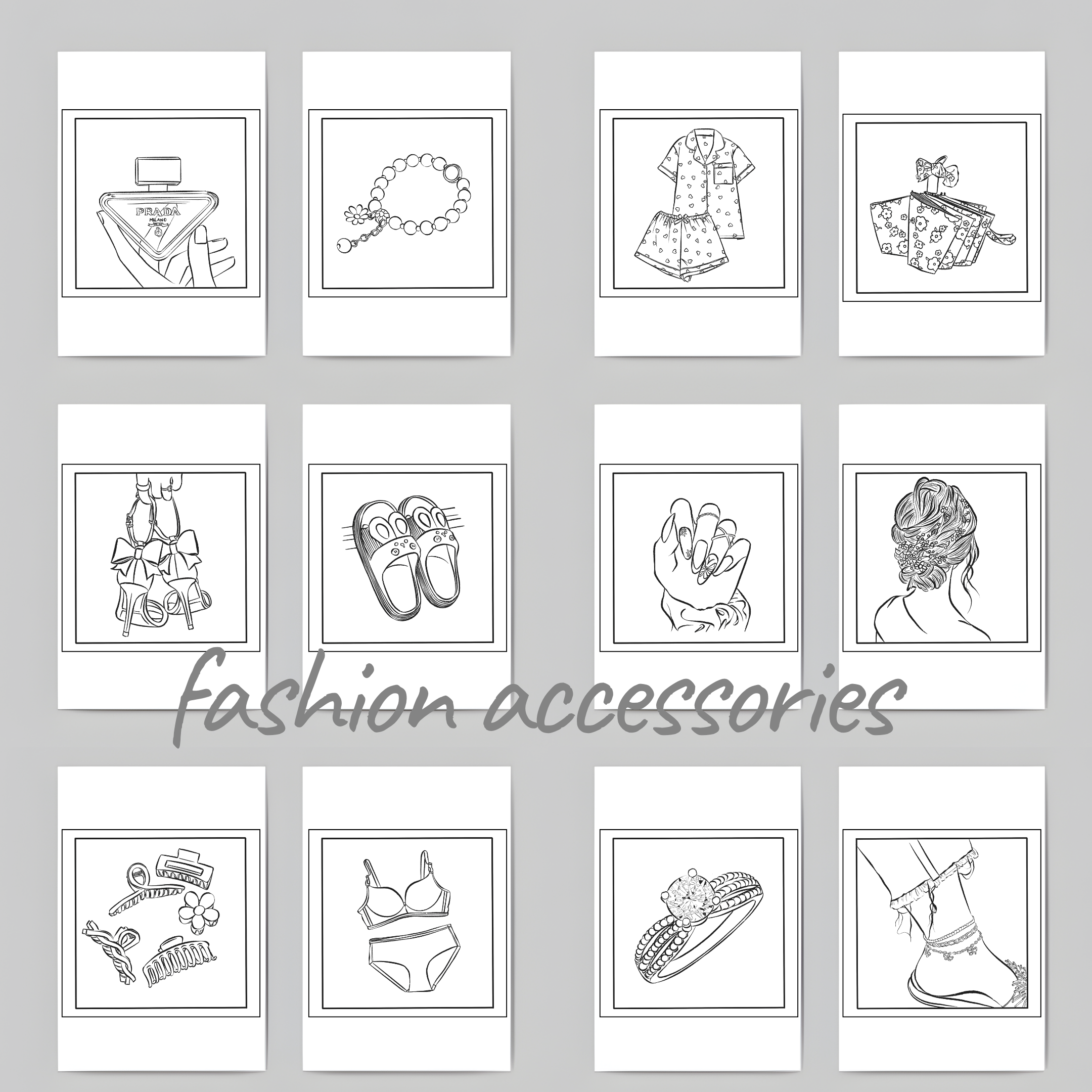 Premium Fashion Accessories Coloring Book | Printable Fashion Coloring Pages PDF | Digital Download