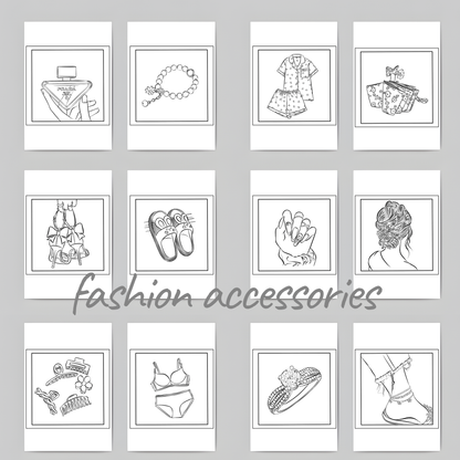 Premium Fashion Accessories Coloring Book | Printable Fashion Coloring Pages PDF | Digital Download
