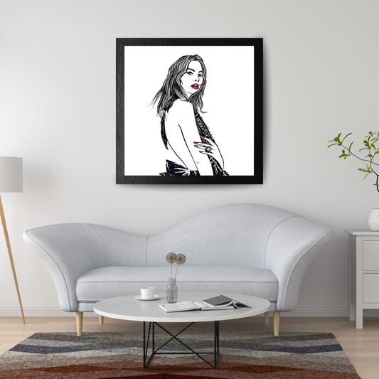 Stylish Fashion Woman in Black – Digital Wall Art Print