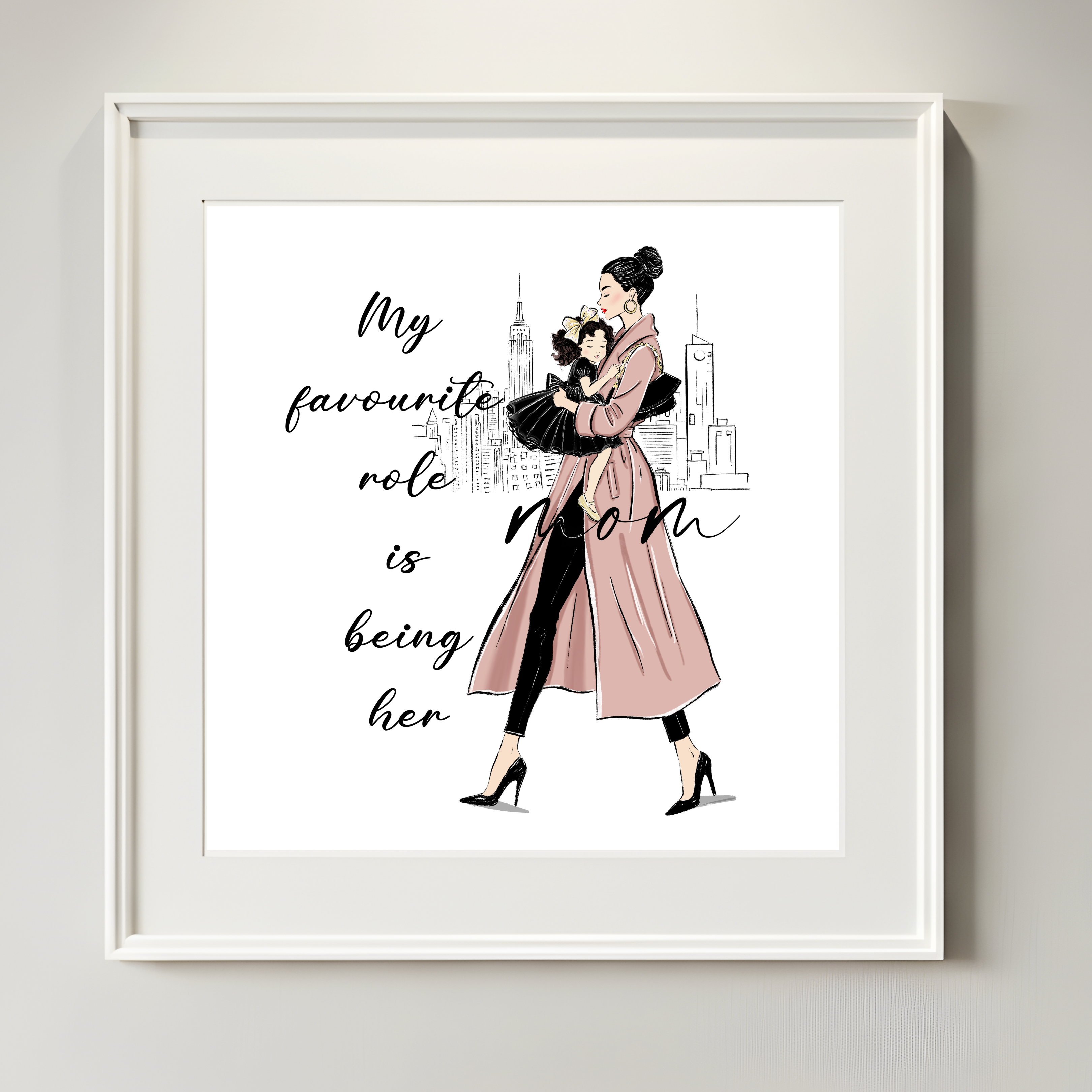 Mom and Daughter Fashion Illustration Wall Art | Motherhood Quote (Digital Download)