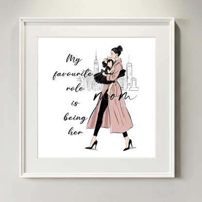 Mom and Daughter Fashion Illustration Wall Art | Motherhood Quote (Digital Download)