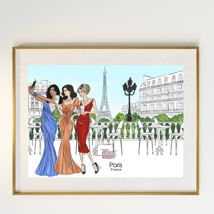Paris Café Fashion Illustration | Eiffel Tower Wall Art (8x10 Digital Download)