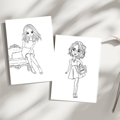 Girlish Fashion Coloring Book for Teens | Printable Fashion Coloring Pages A4 PDF  |  Digital Download