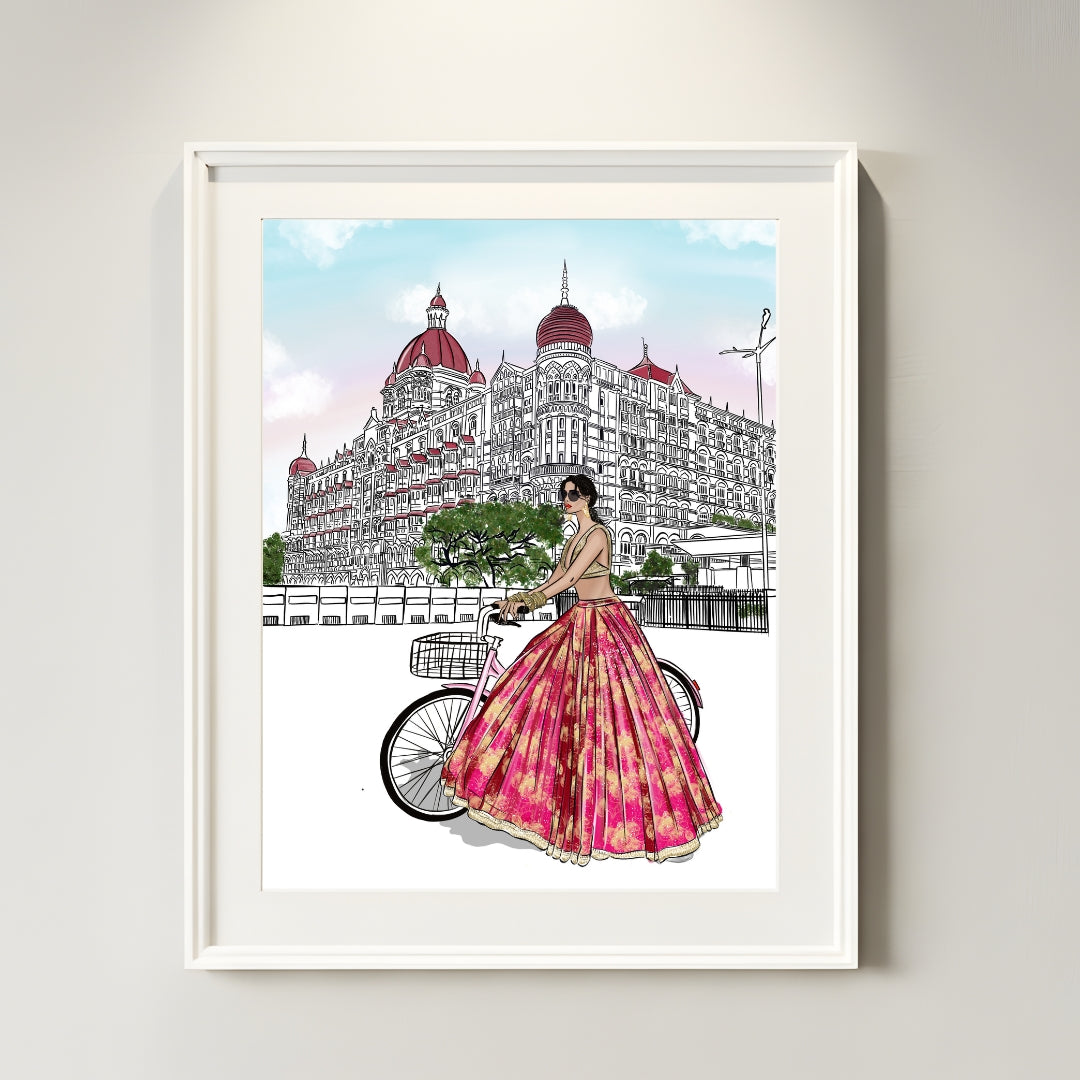 Mumbai Royal Ride – Fashion Illustration Print