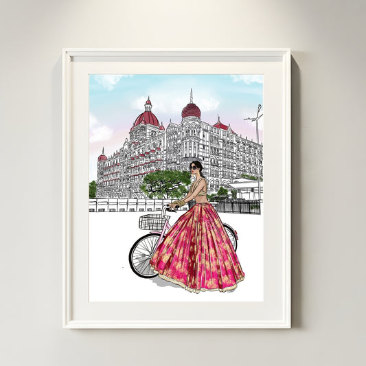 Mumbai Royal Ride – Fashion Illustration Print