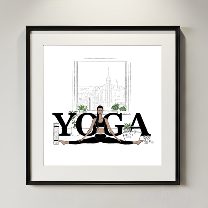 Yoga State Fashion Print | City Skyline Wellness Decor | Modern Feminine Poster (Digital Download)