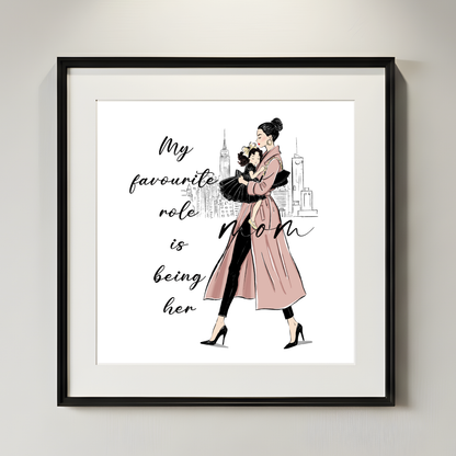 Mom and Daughter Fashion Illustration Wall Art | Motherhood Quote (Digital Download)
