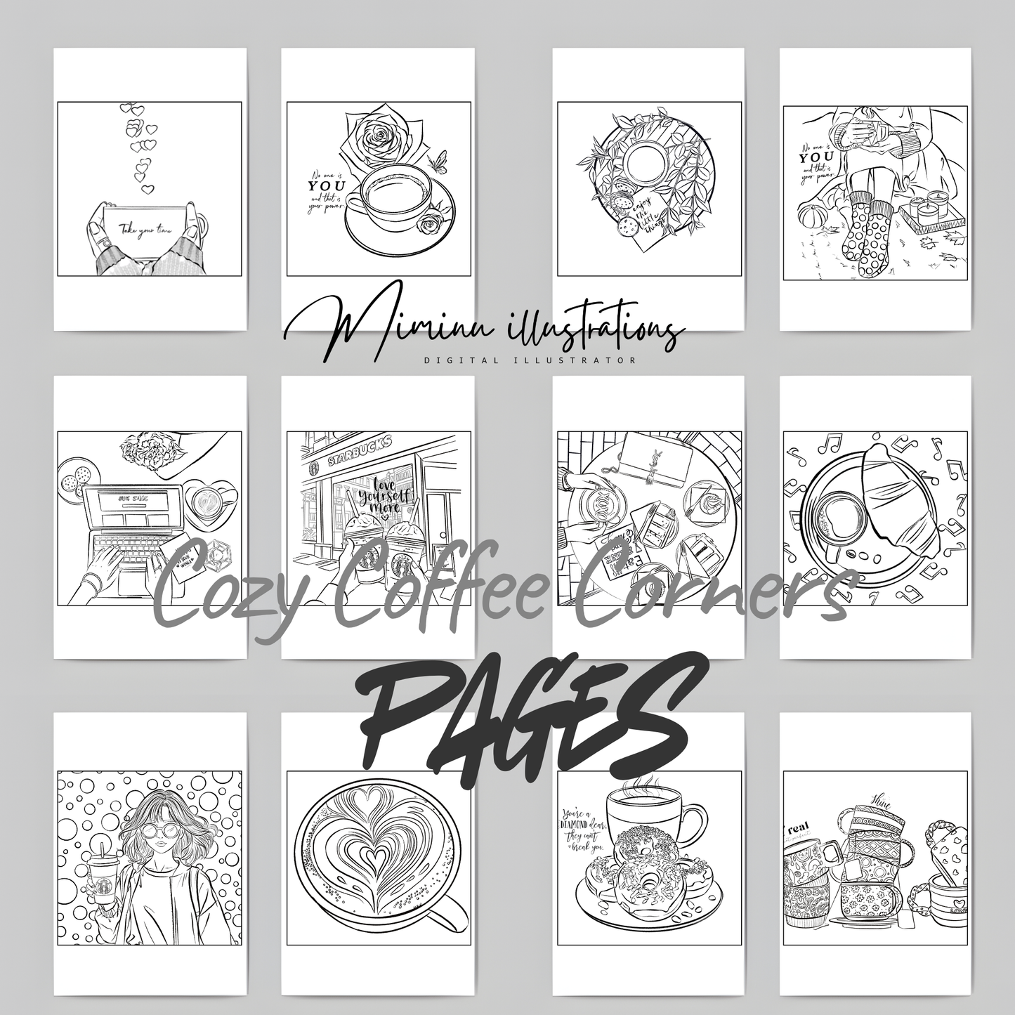 Cozy  Coffee Corners - Digital   Coloring Book