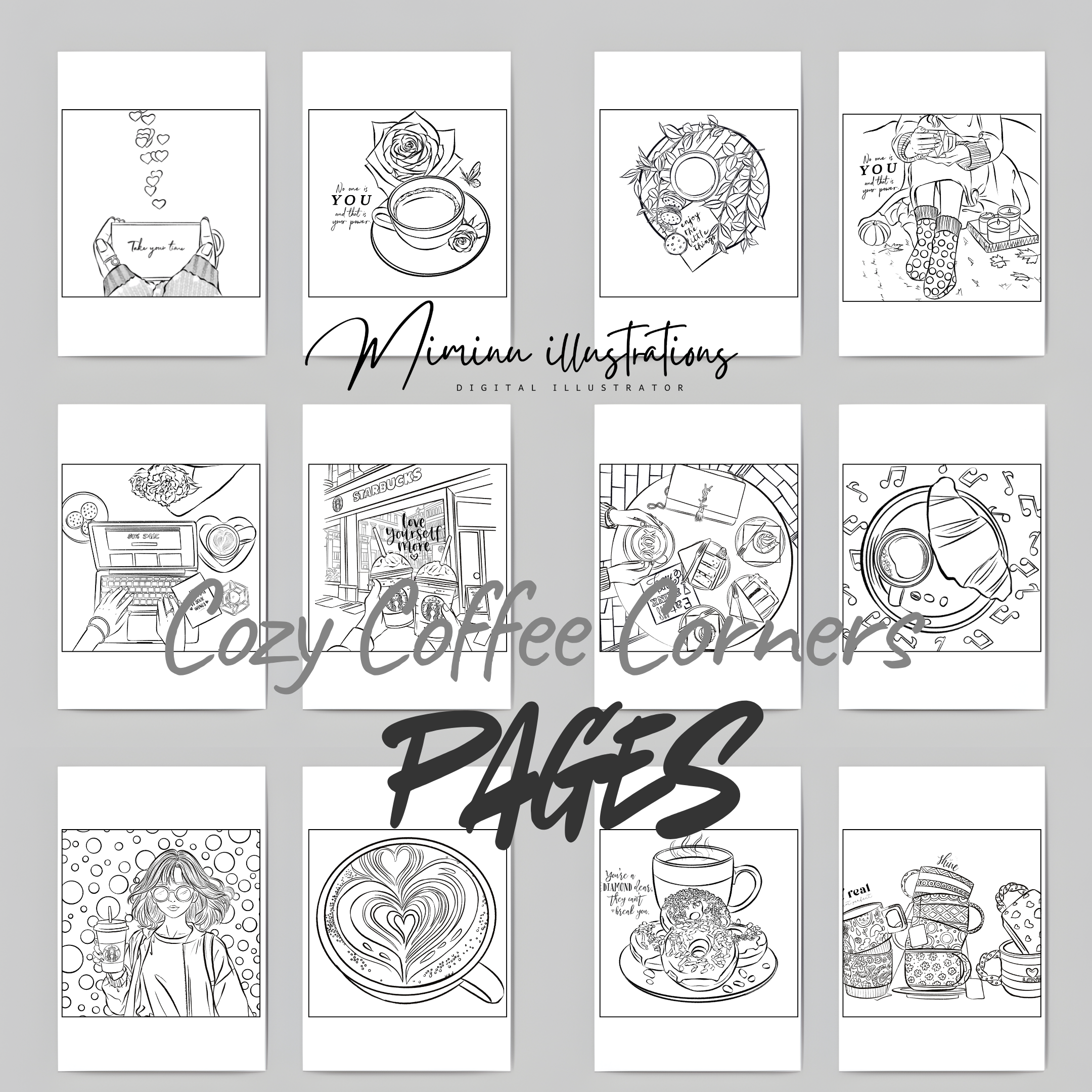 Coffee coloring pages for Adults | Cozy Coffee Lover|Me Time | Self-care for you | Digital Download