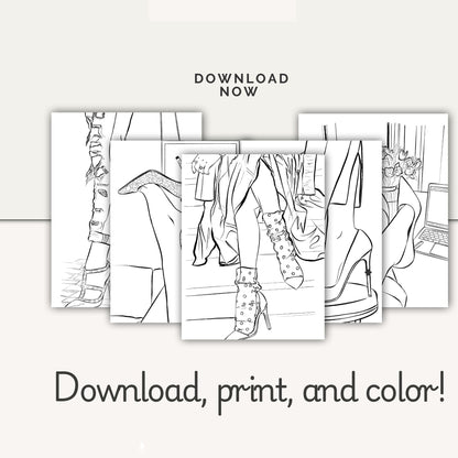 High Heel Coloring Book | Glamorous Shoe Coloring Pages Printable  |  Digital Download