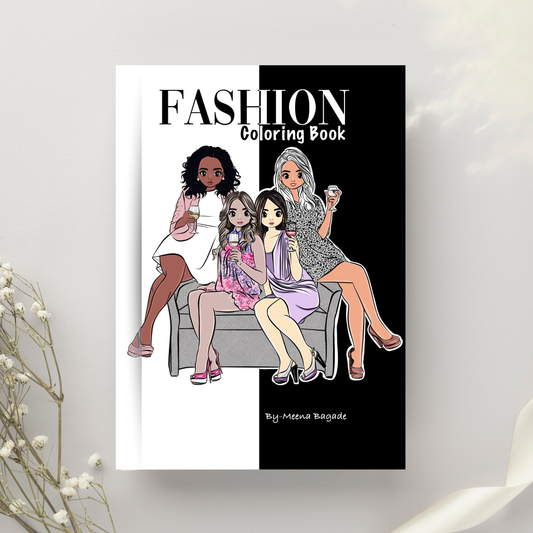 Girlish Fashion  Digital Coloring Book (42 Pages)