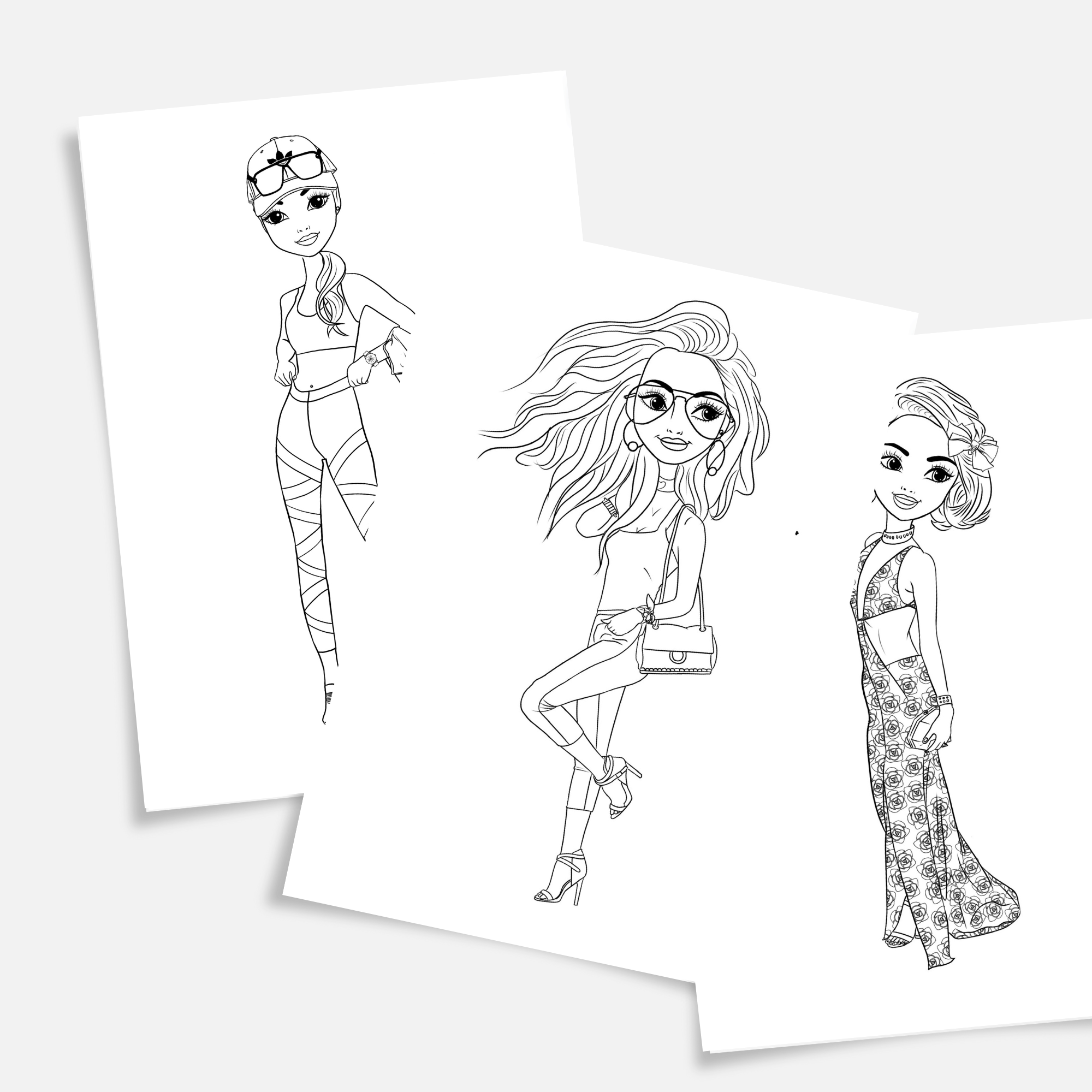 Girlish Fashion Coloring Book for Teens | Printable Fashion Coloring Pages A4 PDF  |  Digital Download