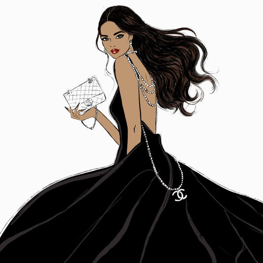 She Owns the Night Fashion Art Print | Modern Glam Woman Illustration | Digital Download