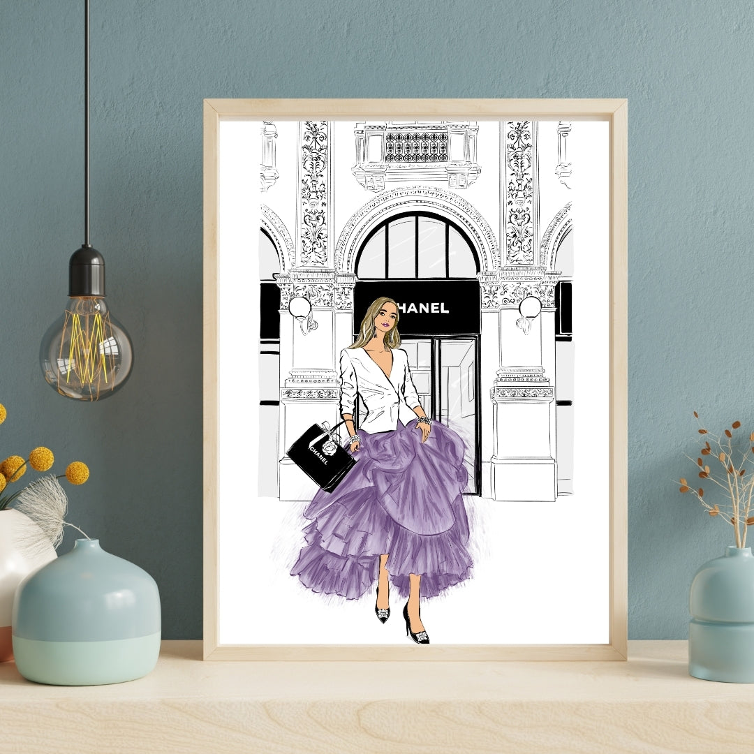 Lavender Luxe at Chanel – Fashion Wall Art Print(Digital Download)