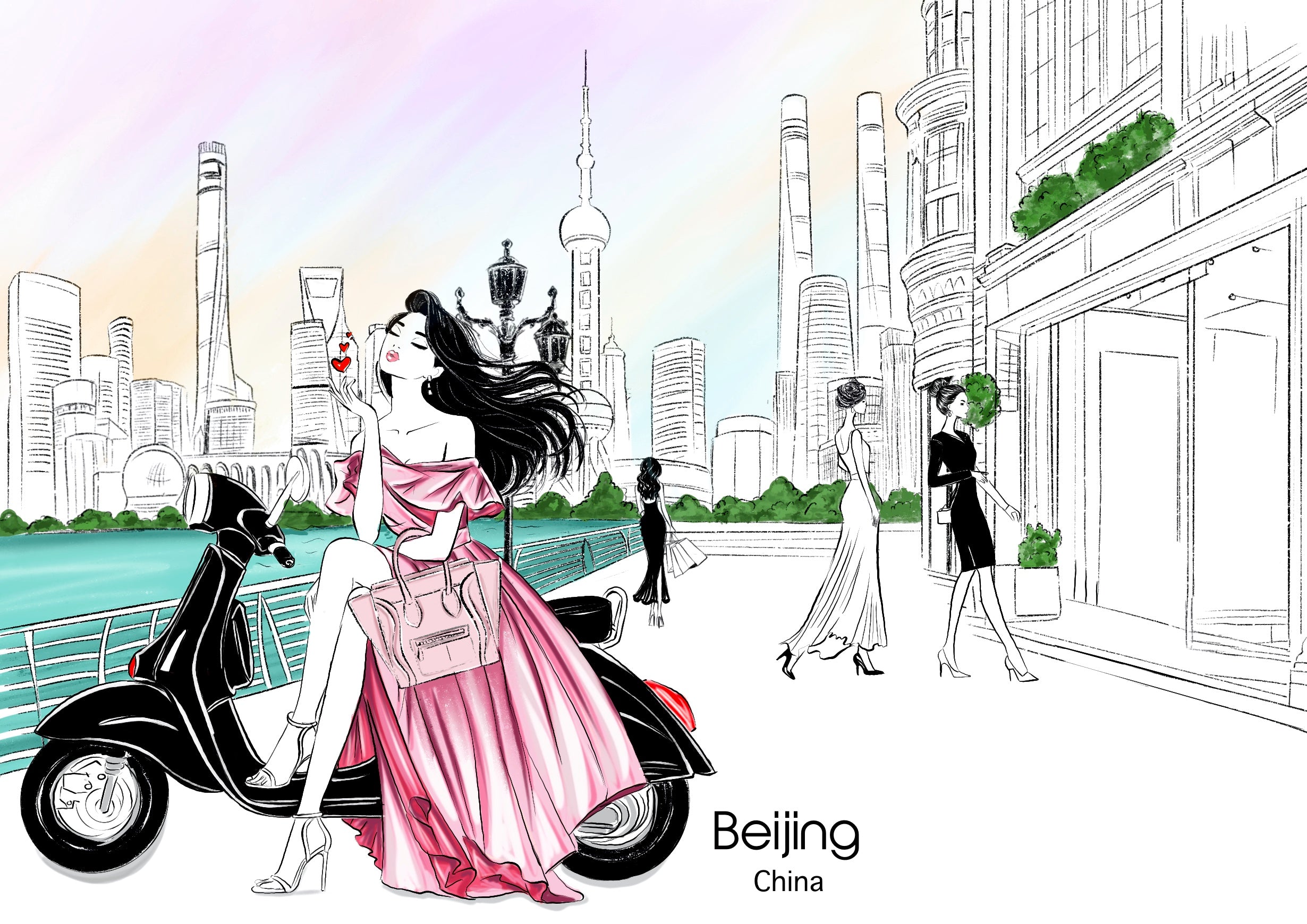Beijing Chic – Modern City Glamour Art Print