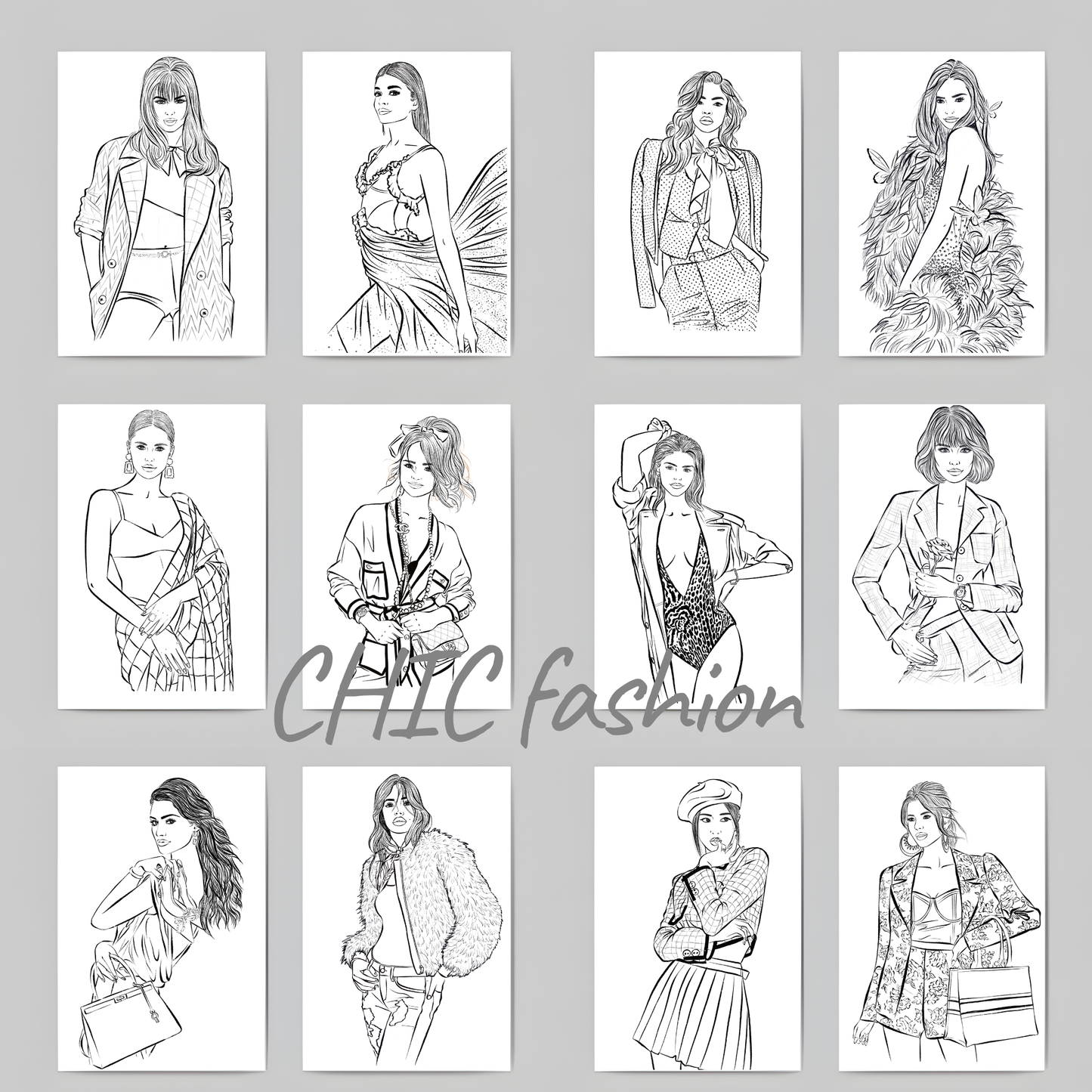 Fashion in Chic Coloring Book for Adults | Printable Fashion Coloring Pages PDF | Digital  Download
