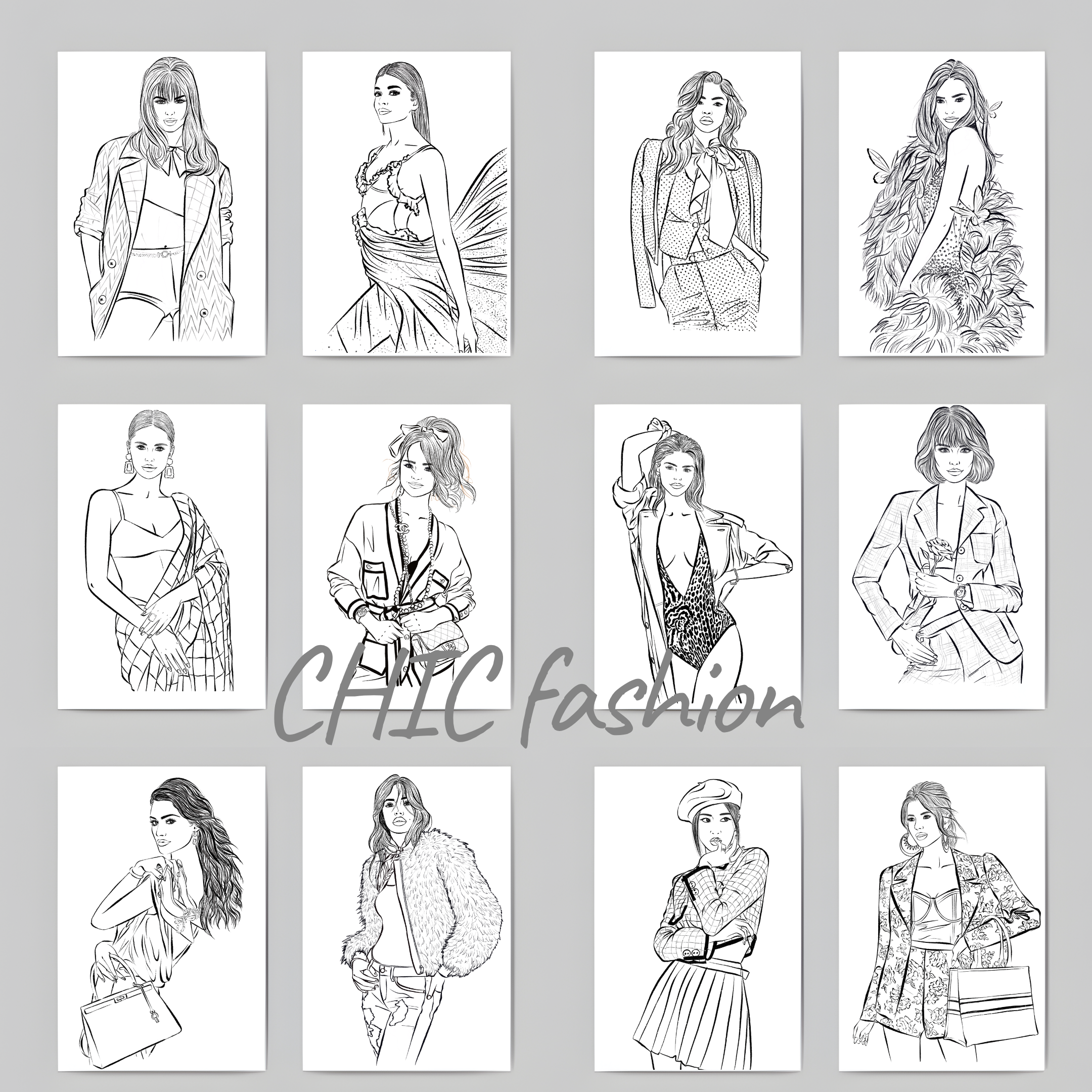 Fashion in Chic Coloring Book for Adults | Printable Fashion Coloring Pages PDF | Digital  Download