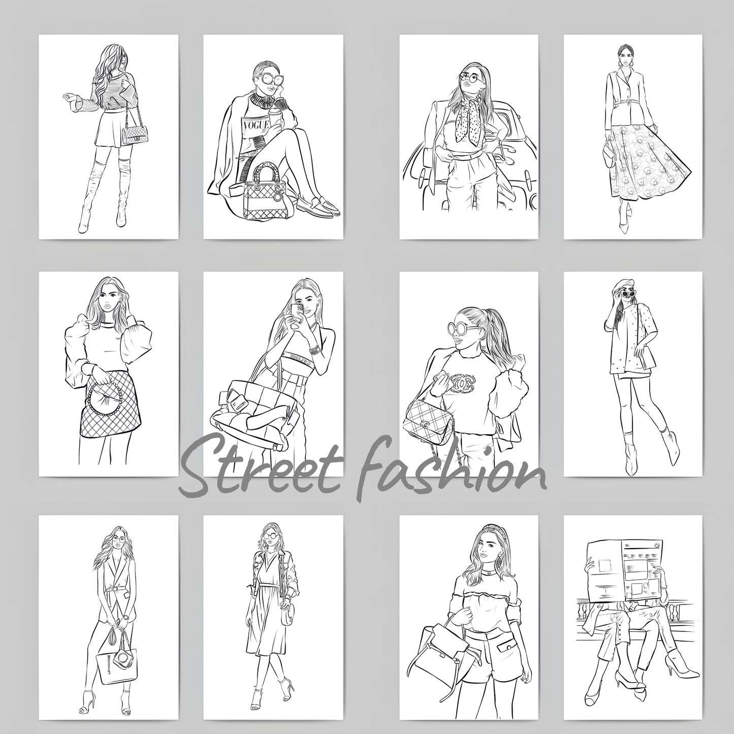 Street Fashion - Digital   Coloring Book