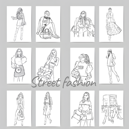 Fashion Coloring Book for Adults | Printable Fashion Coloring Pages PDF  | Digital Download