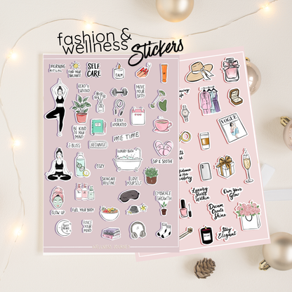 Glow & Glam Digital Sticker Collection | Fashion & Wellness Planner Stickers  | Digital Download