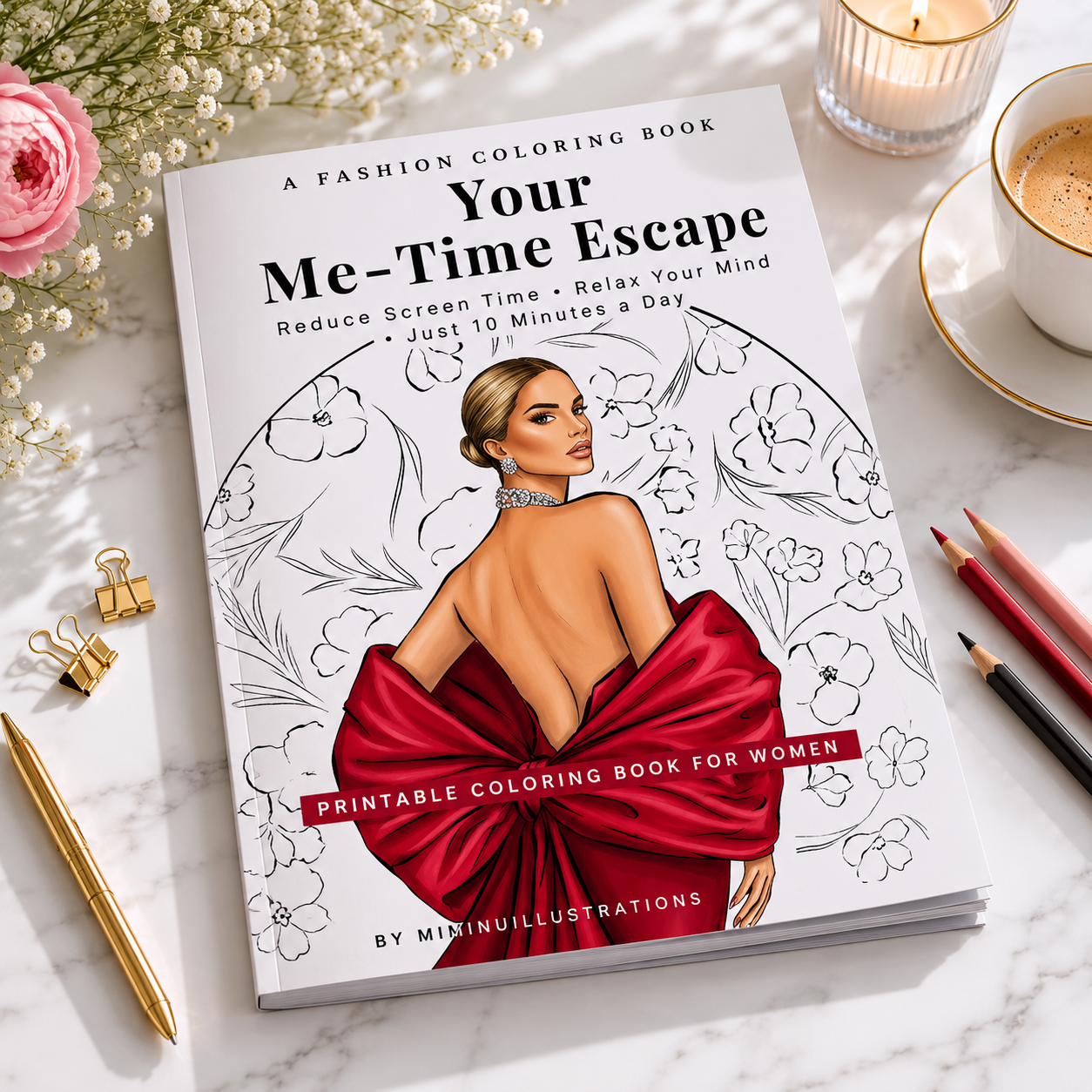 Red Carpet Fashion Coloring Book for Women