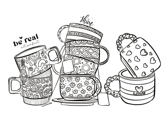 12 Coffee Coloring Pages – A5 Printable PDF ☕