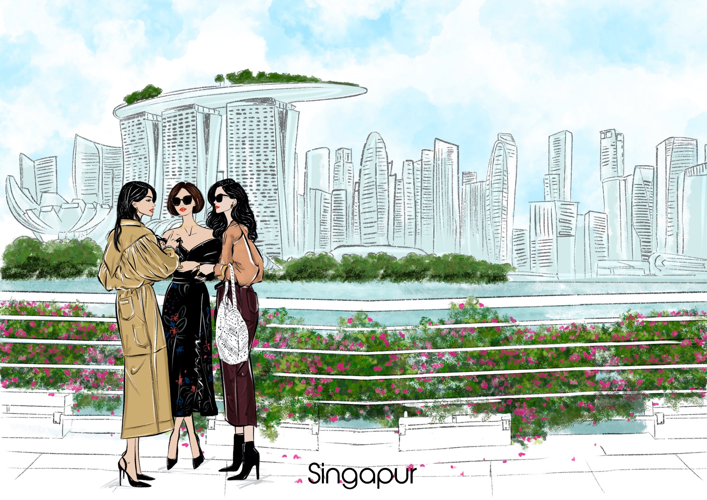 Singapore Soirée – Modern City Chic Art Print